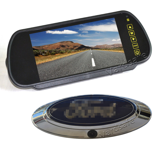 Vardsafe Emblem Reverse Backup Camera + 7 Inch Clip-on Rear View Mirror Monitor for Ford Ranger (2011-2018)