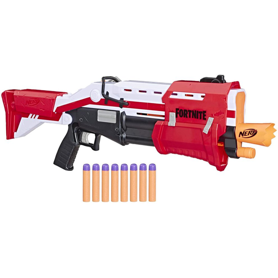 Nerf Fortnite TS Blaster -- Pump Action Dart Blaster, 8 Official Nerf Mega Fortnite Darts, Dart Storage Stock -- For Youth, Teens, Adults