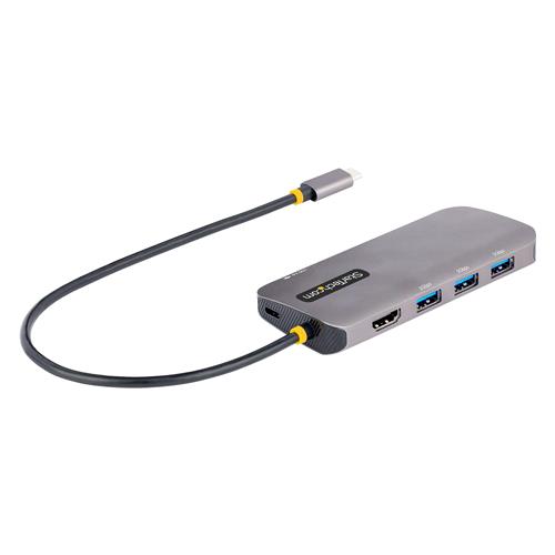 StarTech.com USB C Multiport Adapter 4K 60Hz HDMI Video 3 Port 5Gbps USB Hub 100W Power Delivery Pass-Through GbE 12"/30cm Cable Mini Travel Dock Laptop Docking Station