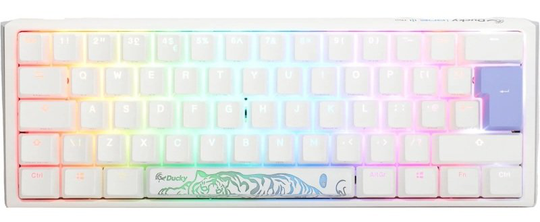 Ducky One 3 Classic Mini Mechanical USB Keyboard in Pure White, 60%, RGB, UK Layout, Cherry MX Red Switches
