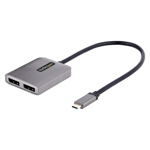 StarTech.com 2-Port USB-C MST Hub - USB Type-C to 2x DisplayPort Multi-Monitor Adapter for Laptop - Dual-DP up to 4K 60Hz w/ DP 1.4 Alt Mode & DSC - HDR - 1ft/30cm Cable - Windows Only
