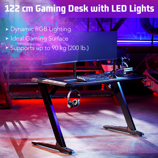 Gaming Desk Computer Table PC Laptop RGB LED Lights Racing Game 1.2m Crenex