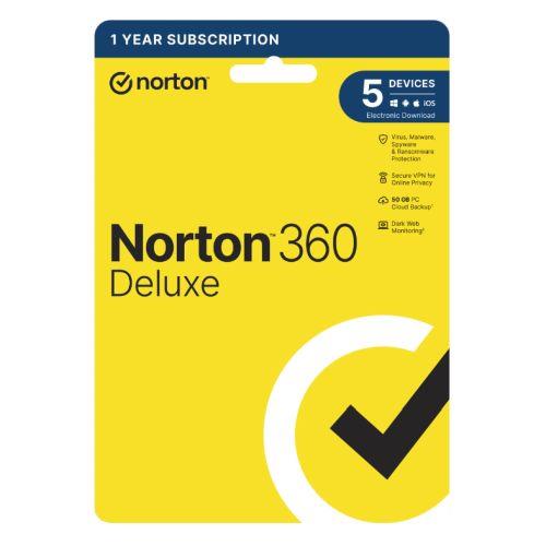 Norton 360 Deluxe 2022 Antivirus Software for 5 Devices 1-year Subscription Includes Secure VPN Password Manager and 50GB of Cloud Storage PC/Mac/iOS/Android Retail Boxed