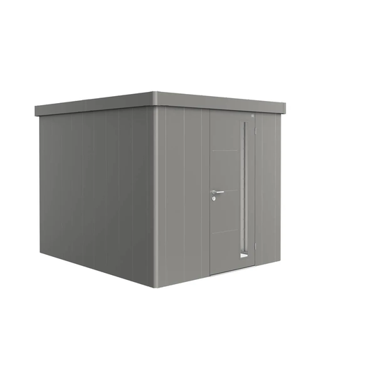Biohort Neo 3B Metal Garden Shed Standard Door In Metallic Quartz Grey