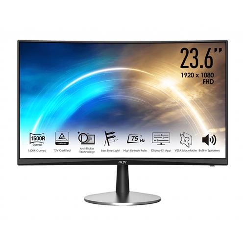 MSI Pro MP242C 23.6 Inch Curved Monitor 1500R Full HD (1920 x 1080) 75Hz VA 5ms HDMI VGA Built-in Speakers Anti-Glare Anti-Flicker Less Blue light TV Certified VESA Kensington Black