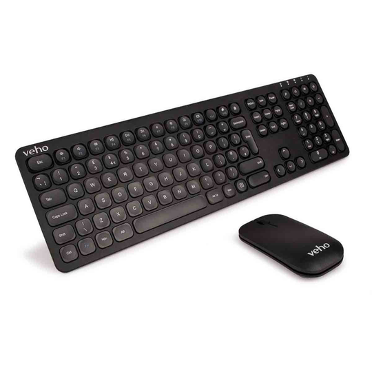 Veho HUT8 WZ-1 Wireless keyboard and scroll mouse combo - Rechargeable lith-ion battery - UK Layout only