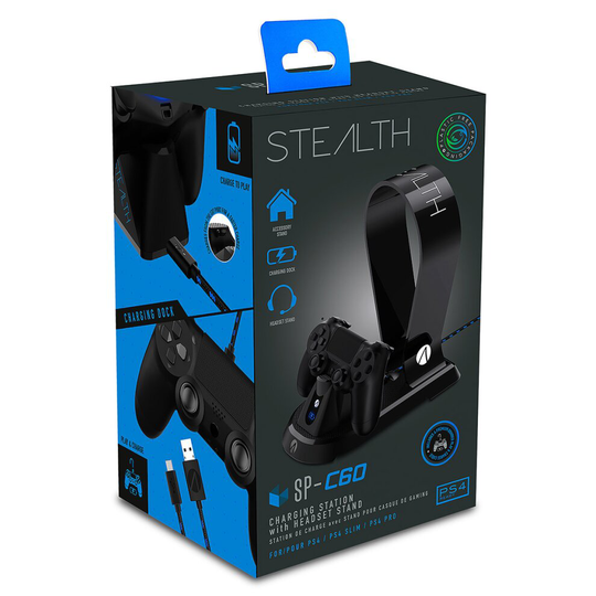STEALTH SP-C60 Black Charging Station with Headset Stand for PS4