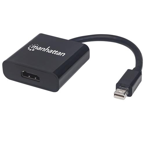 Manhattan Mini DisplayPort 1.2a to HDMI Adapter Cable 4K@60Hz Active 19.5cm Male to Female Black Three Year Warranty Polybag