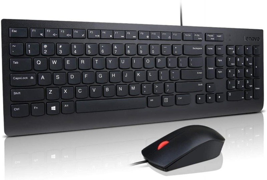 Lenovo Essential Wired Keyboard and Mouse Set, Black