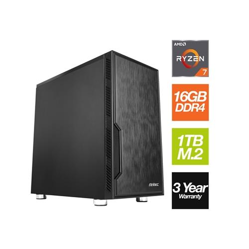 AMD 5700G 8 Core 16 Threads 3.70GHz (4.60GHz Boost) 16GB DDR4 RAM 1TB NVMe Stylish Black Antec Case - Pre-Built System