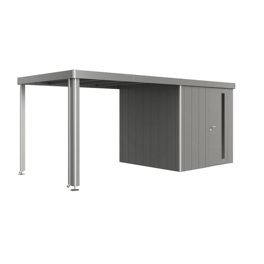 Biohort Neo 2A Garden Shed Side Canopy In Metallic Quartz Grey