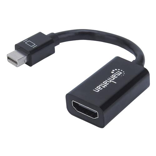 Manhattan Mini DisplayPort 1.2 to HDMI Adapter Cable 1080p@60Hz 12cm Male to Female Black Equivalent to MDP2HDMI Three Year Warranty Polybag