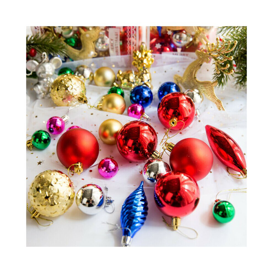 (Multicoloured, 30PCS) 30PCS Merry Christmas Tree Xmas Baubles Party Festival Wedding Decor Ornaments