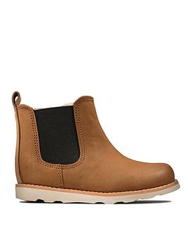 Clarks Toddler Crown Halo Chelsea Boot, Tan, Size 4 Younger