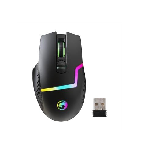 Marvo Scorpion M791W Wireless and Wired Dual Mode Gaming Mouse Rechargeable RGB with 7 Lighting Modes 6 adjustable levels up to 10000 dpi Gaming Grade Optical Sensor with 8 Buttons Black