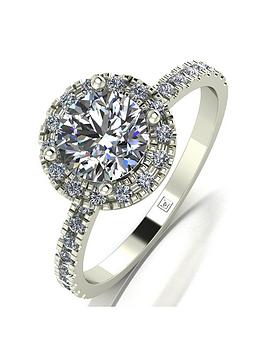 Moissanite 9Ct White Gold 1.40Ct Equivalent Total Cushion Centre Halo Ring