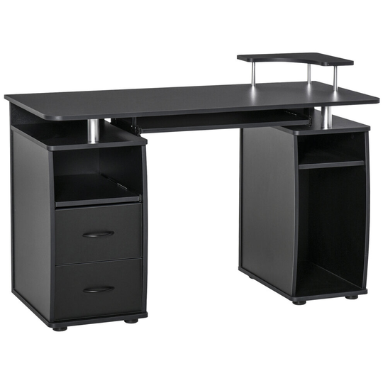 HOMCOM Computer Office Desk Table Workstation w/ Keyboard Tray, Black