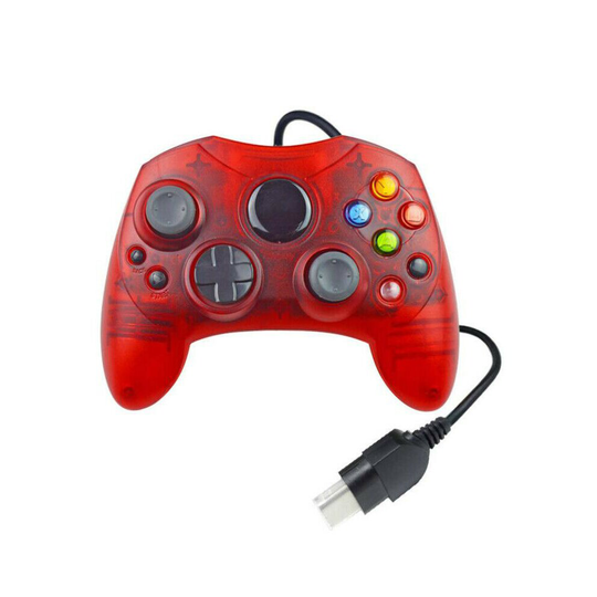 (Transparent RED) Xbox Original Wired Controller 1st Generation