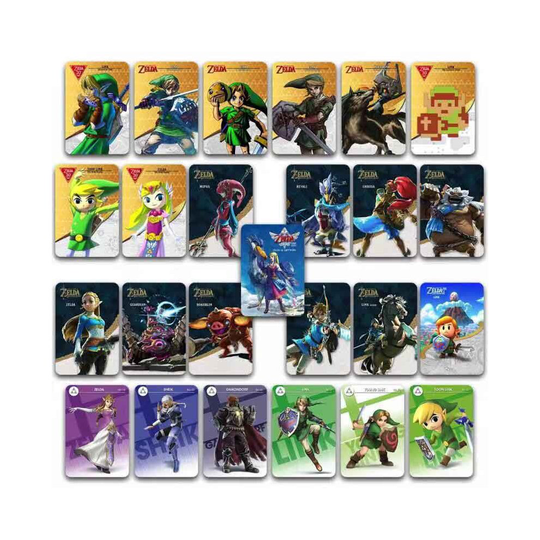 (25pc Mini Square Style B) 25pc Zelda Amiibo Tag Cards for Nintendo Switch Wii U