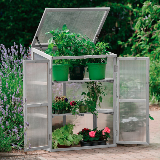 (GREY, 2) Neo Mini Wooden Growhouse Greenhouse Cold Frame