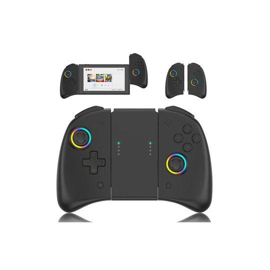 (Black) Switch Joy-Con Controller NS Wireless Gamepad With Wake Up Colorful Lights Game Handle For Nintendo Switch