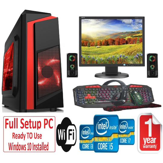 Fast Gaming PC Bundle+Speakers-i5 16GB RAM 1TB GTX1050TI 4GB F3 RED