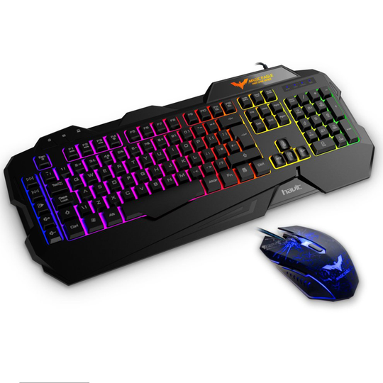 Gaming Keyboard {UK Layout}, HAVIT Rainbow LED Backlit Wired Keyboard & Mouse