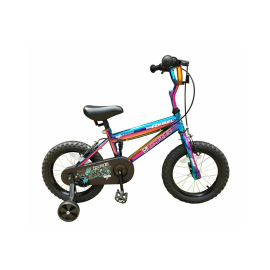 Dallingridge Young Rebel Kids Bike 14" Stabilisers Neo Chrome Jet Fuel