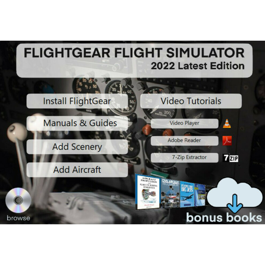 FlightGear Flight Simulator 2022 X Premium Deluxe Aircraft Plane Helicopter Sim