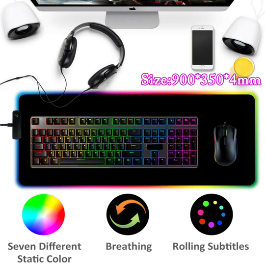 Large RGB Colorful LED Lighting Gaming Mouse Pad Mat 900*350mm