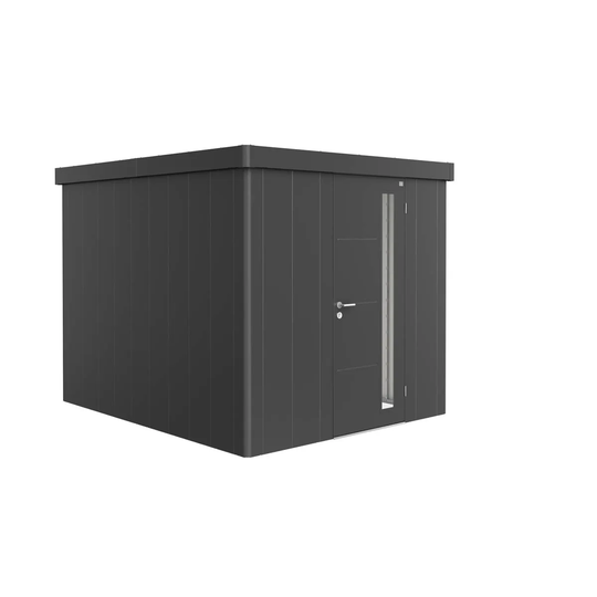 Biohort Neo 3B Metal Garden Shed Standard Door In Metallic Dark Grey