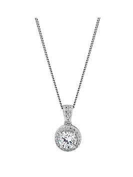 Simply Silver Sterling Silver 925 Halo Pendant Necklace