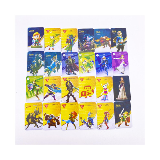 (Full 28PCS, Square) 28PCS ZELDA BREATH OF THE WILD NFC Cards Amiibo Nintendo Switch 20 Heart Wolf 4 Unique Warriors Revali Mipha Daruk Urbosa