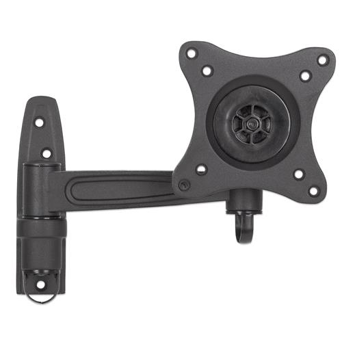Manhattan TV & Monitor Mount Wall Tilt and Swivel 1 screen Screen Sizes: 13-27" Black VESA 75x75 to 100x100mm Max 15kg Swivel with 2 pivots Lifetime Warranty