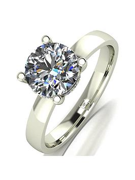 Moissanite Lady Lynsey 9Ct Gold 1.60Ct Moissanite Solitaire Ring With Stone Set Under Halo