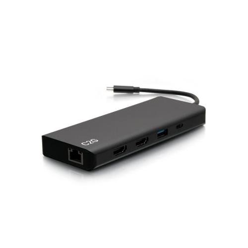 C2G USB-C 9-in-1 Dual Display Docking Station with HDMI Ethernet USB 3.5mm Audio and Power Delivery up to 60W - 4K 30Hz (TAA Compliant)