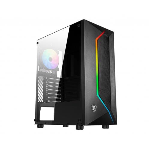MSI MAG VAMPIRIC 100R 'V100R' Mid Tower Gaming Computer Case 'Black 1x 120mm ARGB PWM Fan 1x 120mm PWM Fan RGB Front Panel Tempered Glass Panel ATX mATX mini-ITX'