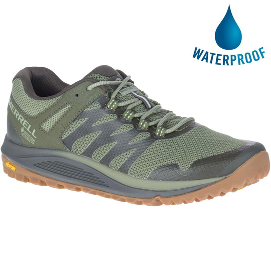 (Lichen, UK 10.5) Merrell Nova 2 GTX Mens Green Vegan Waterproof Walking Trainers Shoes