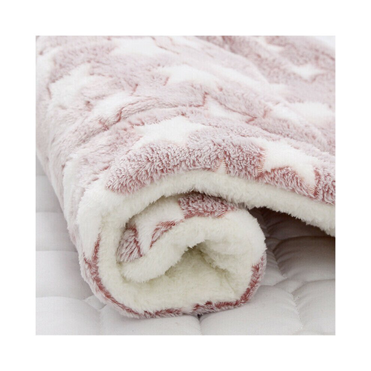 (Pink Star, 89*68cm) Puppy Pet Cat Dog Home Blanket Bed Mattress Kennel Washable Soft Crate Mat Warm