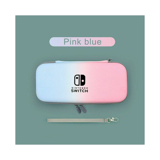 (Blue-pink) Hard Carrying Case For Nintendo Switch OLED Protect Storage Bag with Card Slot