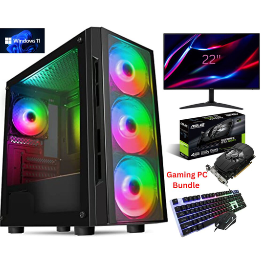 Gaming PC Bundle GTX1050ti Corei5 1TB+ 120GB WiFi 16GB 4RGB Fan 22"