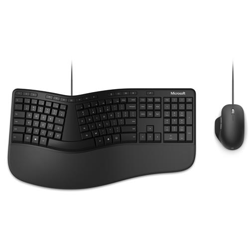 Microsoft Ergonomic Desktop keyboard Mouse included USB QWERTY English Black