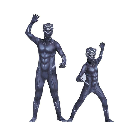 (7-8 Years) Black Panther Kid Boy Costume Superhero Cosplay Party Fancy Dress Age 4-18Y
