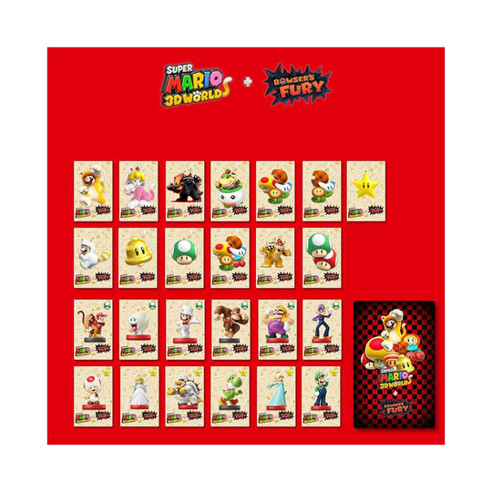 (25pcs cards) Super Mario 3D World Bowser's Fury Amiibo NFC TAG Cards