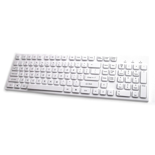 Accuratus 301 keyboard is a soft touch; full key layout; slimline keyboard; USB connected in white