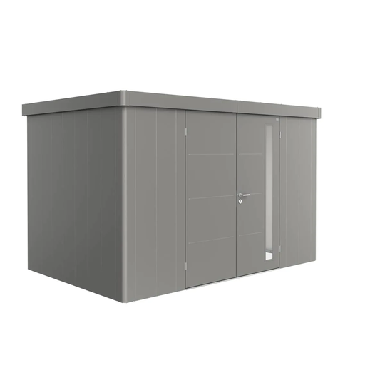 Biohort Neo 2D Metal Garden Shed Double Door In Metallic Quartz Grey