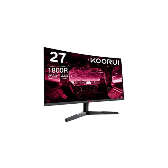 KOORUI QHD Curved 27 Inch Monitor, Fast VA Computer Gaming Monitor(2560 * 1440P, R1800, 144Hz, 1ms, DCI-P3 85%, DP+HDMI, Game Mode, Eye Prot