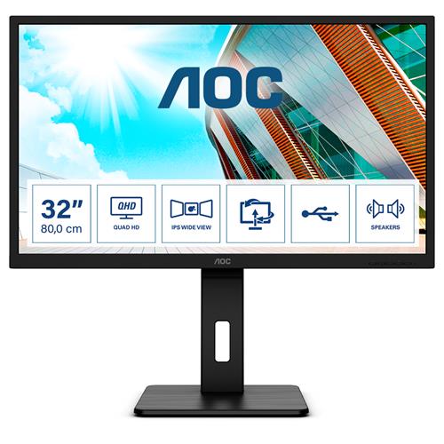 AOC Q32P2CA computer monitor 80 cm (31.5") 2560 x 1440 pixels 2K Ultra HD LED Black