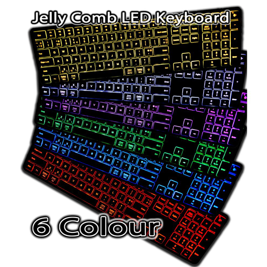 Jelly Comb 7 Colour Backlit Wireless Keyboard With Number Pad