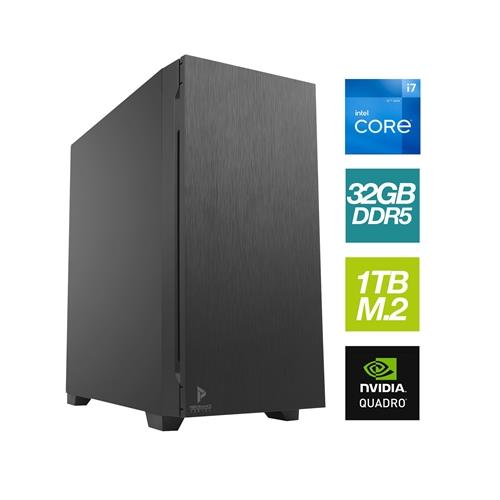 CAD Intel i7-12700 12 Core 20 Thread 2.1GHz (4.9GHz Boost) - 32GB DDR5 RAM 1TB M.2 NVMe + 2TB HDD PNY T1000 Quadro Card w Windows 10 Pro - Prebuilt System